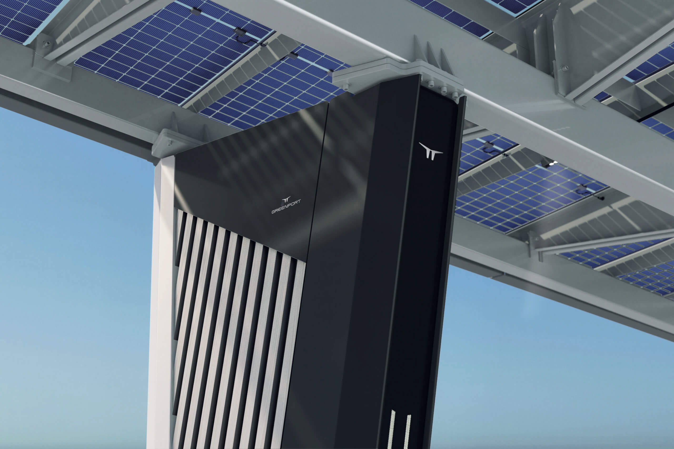 Detail van een solar carport